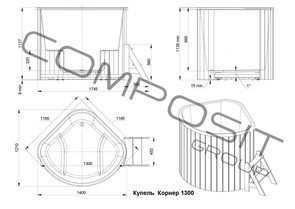 Купель композитная круглая «Корнер» PolarSpa 130х130 термососна