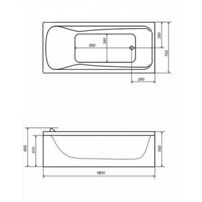 Ванна акриловая Triton Стандарт 160х70 см